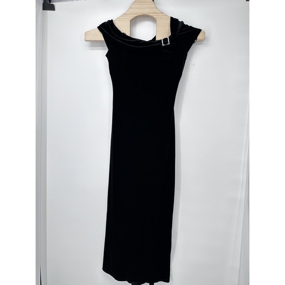 Jessica McClintock Gunne Sax BLAK  Crushed Velvet Maxi Gown Black  5/6‎ - Picture 1 of 9